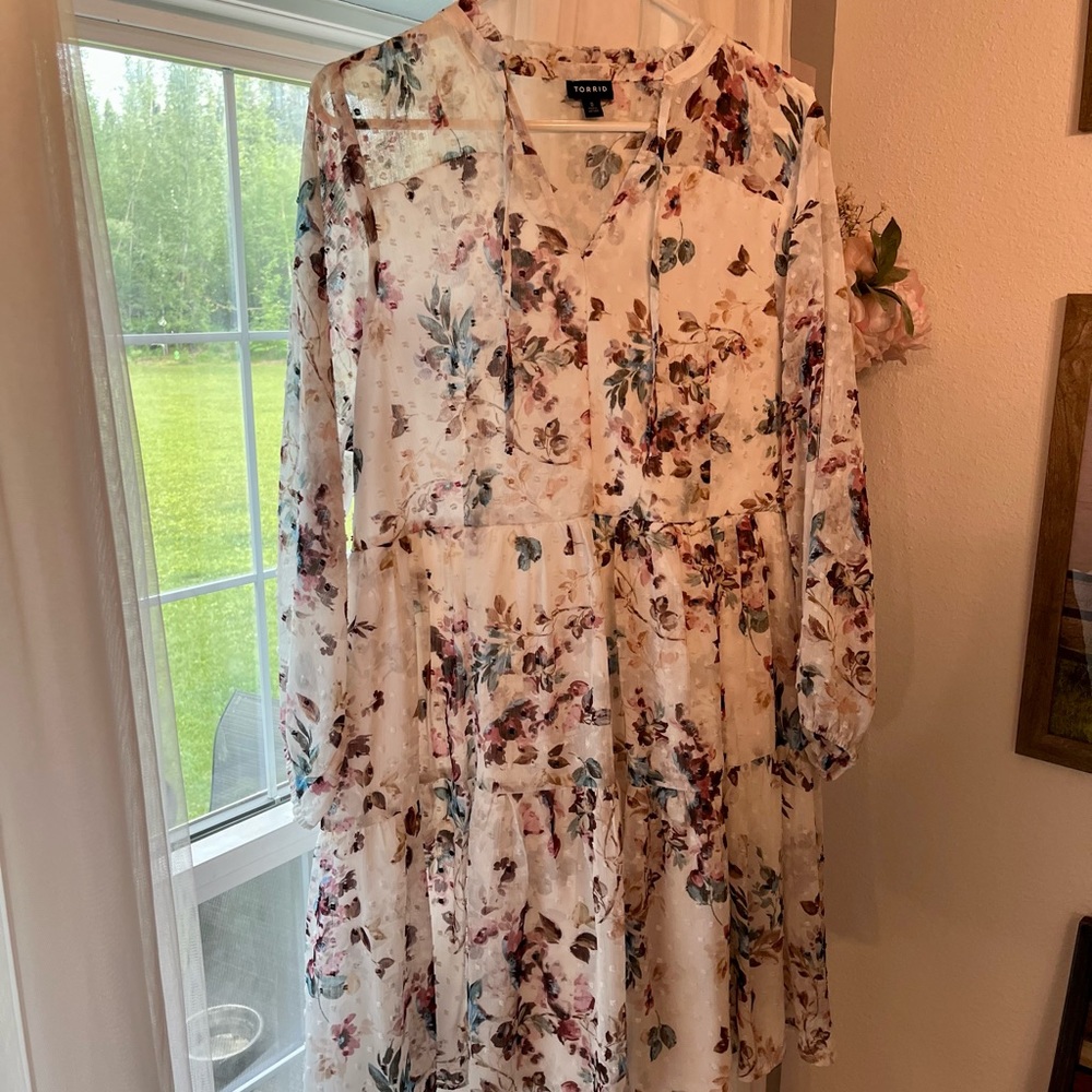 Sheer white floral torrid dress